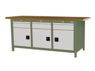 werkbank,HxBxD 860x2000x750mm,onderstel RAL6011,fronten RAL7035 - 3