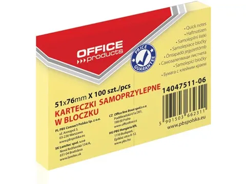 Memoblok 51x76mm 100 Vel Geel