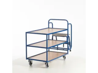 Orderverzamelwagen 990x590mm Totale H 1135mm 3 Etages Hout Ral5010 - 6