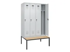 locker met bank,voor scheiding van kleding,HxBxD 2120x1200x815mm,4vak