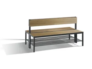 omkleedbank,HxLxD 796x1500x760mm,HPL eiken-sereno,frame staal RAL7021 - 1