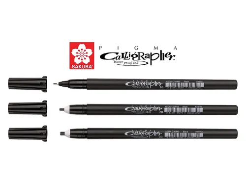 Kalligrafiepennen set Sakura Pigma Calligrapher 3 breedtes zwart