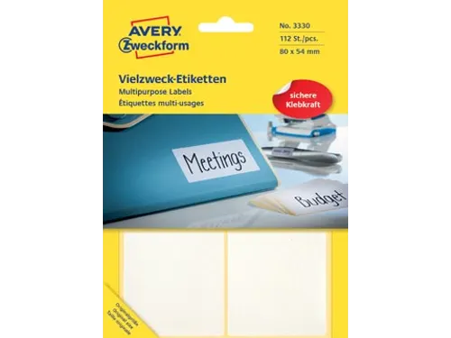 Avery Zweckform universele Etiketten 80x54mm Wit 112 Stuks