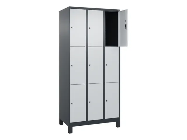 lockerkast,HxBxD 1950x900x500mm,3x3vakken,vak B 300mm,cil.-slot,voeten