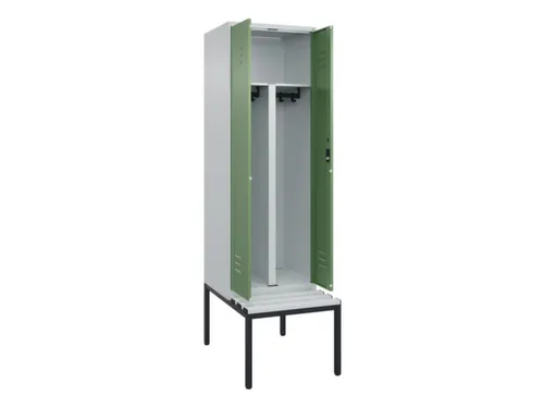 PBM-locker met bank,HxBxD 2120x600x815mm,2vak,vak B 300mm,cil.-slot
