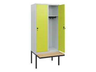 locker met bank,HxBxD 1950x800x815mm,2vak,vak B 400mm,draaigrendel - 2