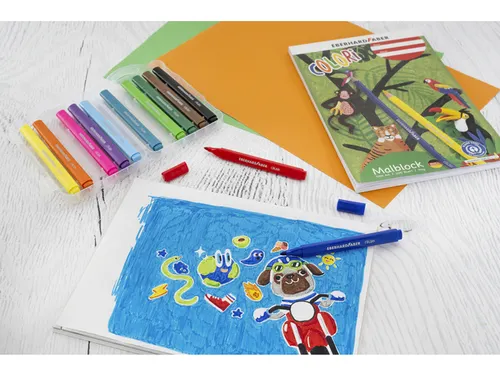 Viltstiften Eberhard Faber Jumbo 2mm 12 kleuren in kunststof etui