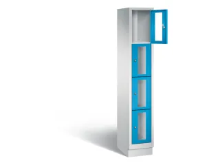 Lockerkast 1800x320x500mm 1x4 vakken Cilinderslot, Sokkel, RAL5012 - 1