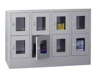 lockerkast,HxBxD 855x1200x500mm,4x2vakken,RAL7035,front RAL5010 - 1