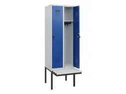 locker met bank,HxBxD 1950x600x815mm,2vak,vak B 300mm,draaigrendel