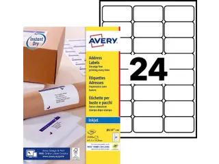 Etiket Avery J8159-100 63.5x33.9mm Inkjet Wit 2400 stuks - 6