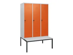 locker met bank,HxBxD 1950x1200x815mm,3vak,vak B 400mm,draaigrendel
