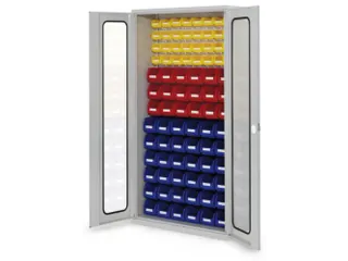 kast met sleufplaat m. bakken,HxBxD 1950x1000x410mm,86bakken PE - 1
