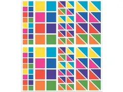 Stickers 256 Etiketten, Vierkanten En Driehoeken, Etui Van 2 Blad
