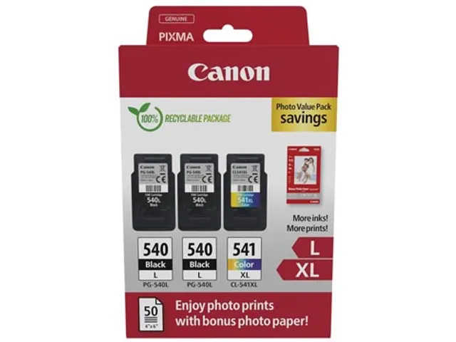 photo value pack 2 x PG-540L + 1 x CL-541XL, 5224B015, 4 kleuren