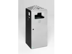 Combi-Asbak 80 Liter Ral7021 Deksel/Deur Zilverkleurig Staal
