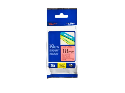 Labeltape Brother P-touch TZe-441 standaard 18mm zwart op rood
