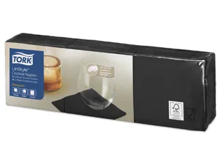 LinStyle Cocktailservet Premium 1-laags zwart 23x23cm 1/4-vouw 1500st - 1
