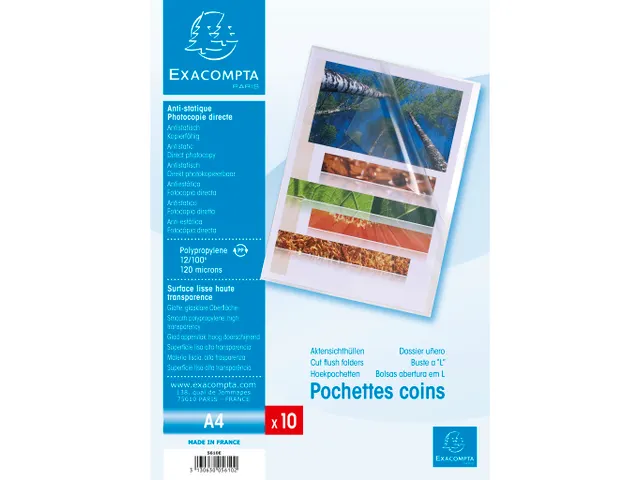 Zakje Met 10 L-Mappen Gladde Polypropyleen 0.12mm A4 Transparant