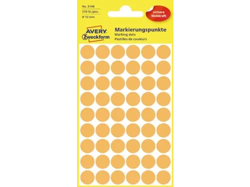 Avery Zweckform Ronde etiketten diameter 12 mm lichtoranje 270 stuks
