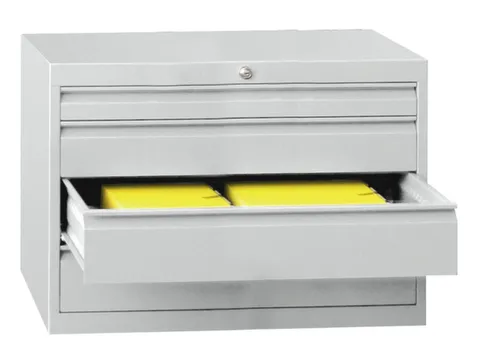 ladekast,HxBxD 600x1023x600mm,4lade(n),cil.slot,RAL7035,front RAL3000