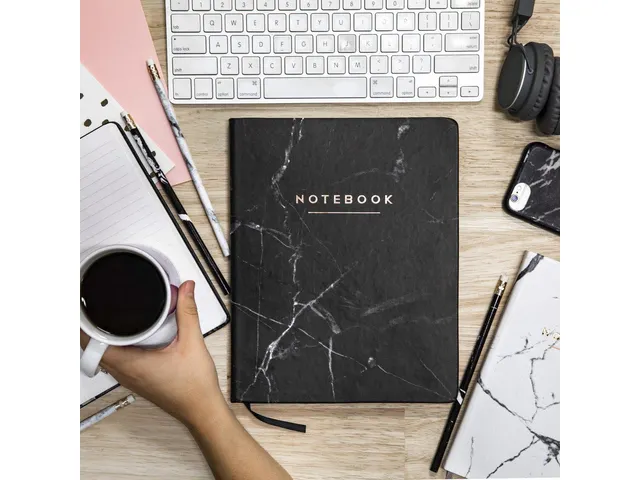 Notitieboek Èccolo Black Marble lijn ca.20x25cm 80gr. 256pag.