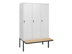 locker met bank,HxBxD 1950x1200x815mm,3vak,vak B 400mm,draaigrendel