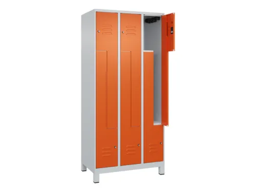 Z-garderobekast,HxBxD 1950x900x500mm,vak B 150/300mm,cil.-slot,voeten