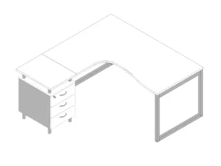 Bureauset Bureau Staand Ladeblok Links 730x1600x1650mm Wit Zilver - 1