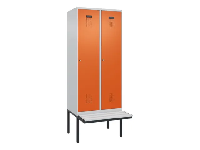 locker met bank,voor scheiding van kleding,HxBxD 2120x800x815mm,2vak