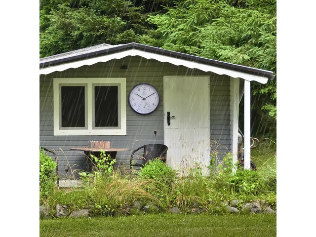 Buitenklok Nextime dia 30.5cm Marigold met temperatuur cijfers, zwarte