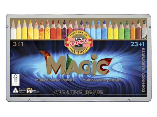 Kleurpotloden Koh-i-Noor Jumbo Magic doos 24 kleuren