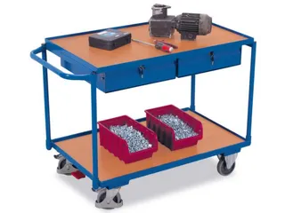 Tafelwagen 250kg 1000x600mm 2 Etages 2 Laden Houten Plaat - 1