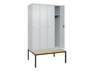locker met bank,HxBxD 2120x1200x815mm,4vak,vak B 300mm,cil.-slot - 2