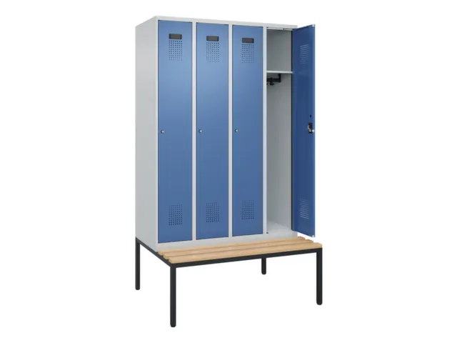 locker met bank,HxBxD 2120x1200x815mm,4vak,vak B 300mm,cilinderslot