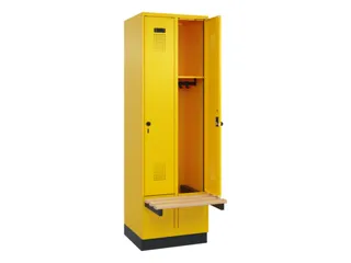 locker met bank,HxBxD 1950x600x815mm,2vak,vak B 300mm,draaigrendel - 1
