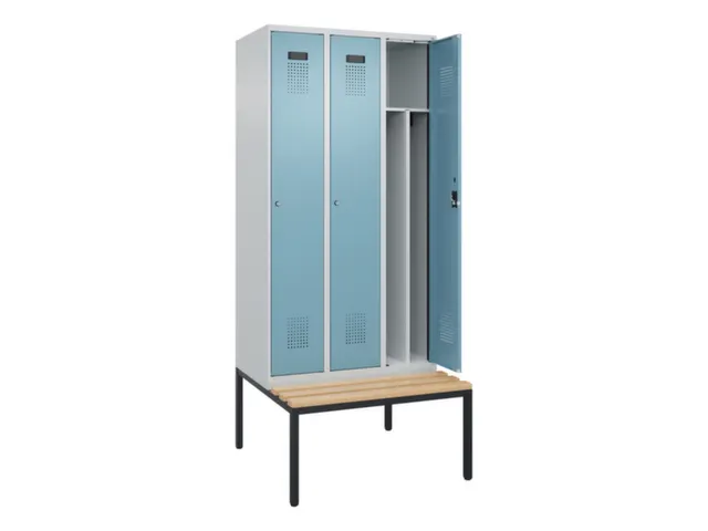locker met bank,voor scheiding van kleding,HxBxD 2120x900x815mm,3vak