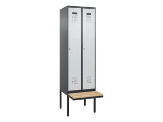 locker met bank,voor scheiding van kleding,HxBxD 2120x600x815mm,2vak - 2