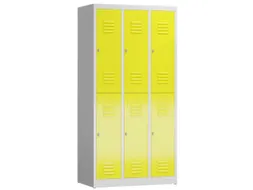 Dubbeldekse garderobekast 1800x870x500mm 3x2vak klink RAL7035 RAL1018