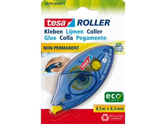 Lijmroller Tesa ecoLogo navulbaar permanent op blister
