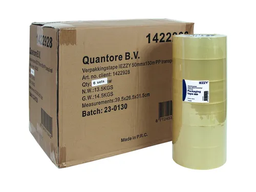 Verpakkingstape IEZZY PP 50mmx150m (Jumbo) transparant 6 rollen