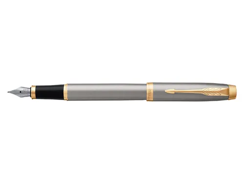 Vulpen Parker IM Brushed Metal GT Finish Medium Blauwe inkt