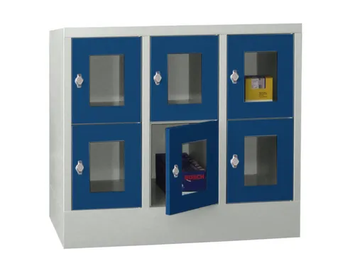lockerkast,HxBxD 855x900x500mm,3x2vakken,RAL7035,front RAL5010