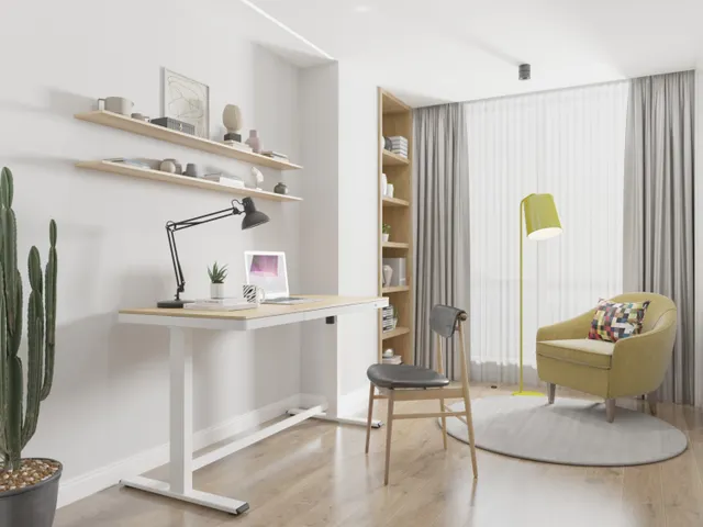 Zit-Sta Werkplek 140cm Whitewash eiken Elektrisch Verstelbaar