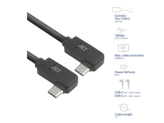 Kabel ACT USB-C hoek links/rechts 10Gbps 1m - 2