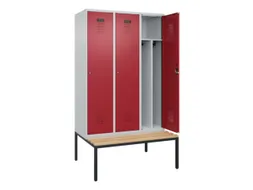 locker met bank,voor scheiding van kleding,HxBxD 2120x1200x815mm,3vak