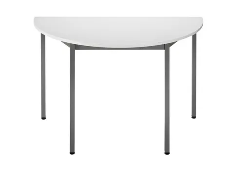 Tafel Halfrond 140x70 Cm Frame Antraciet Blad Lichtgrijs