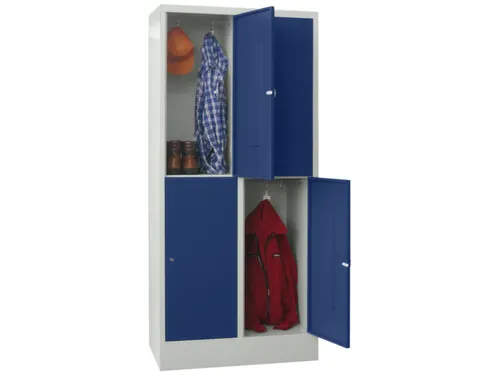 lockerkast,HxBxD 1850x800x500mm,2x2vakken,RAL7035,front RAL5010