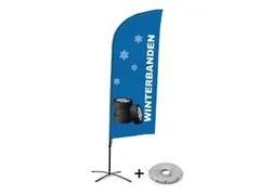 Promotievlag Alu Wind complete set "Winterbanden" kruisvoet Zwart