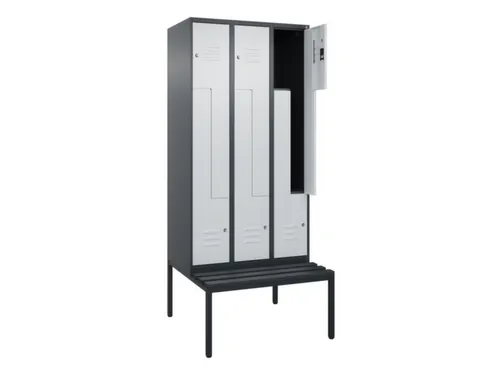 Z-garderobekast,HxBxD 2120x900x815mm,6vak,vak B 300mm,cil.-slot